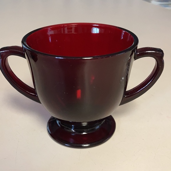 Vintage Ruby Red Cream and Sugar - Picture 6 of 10